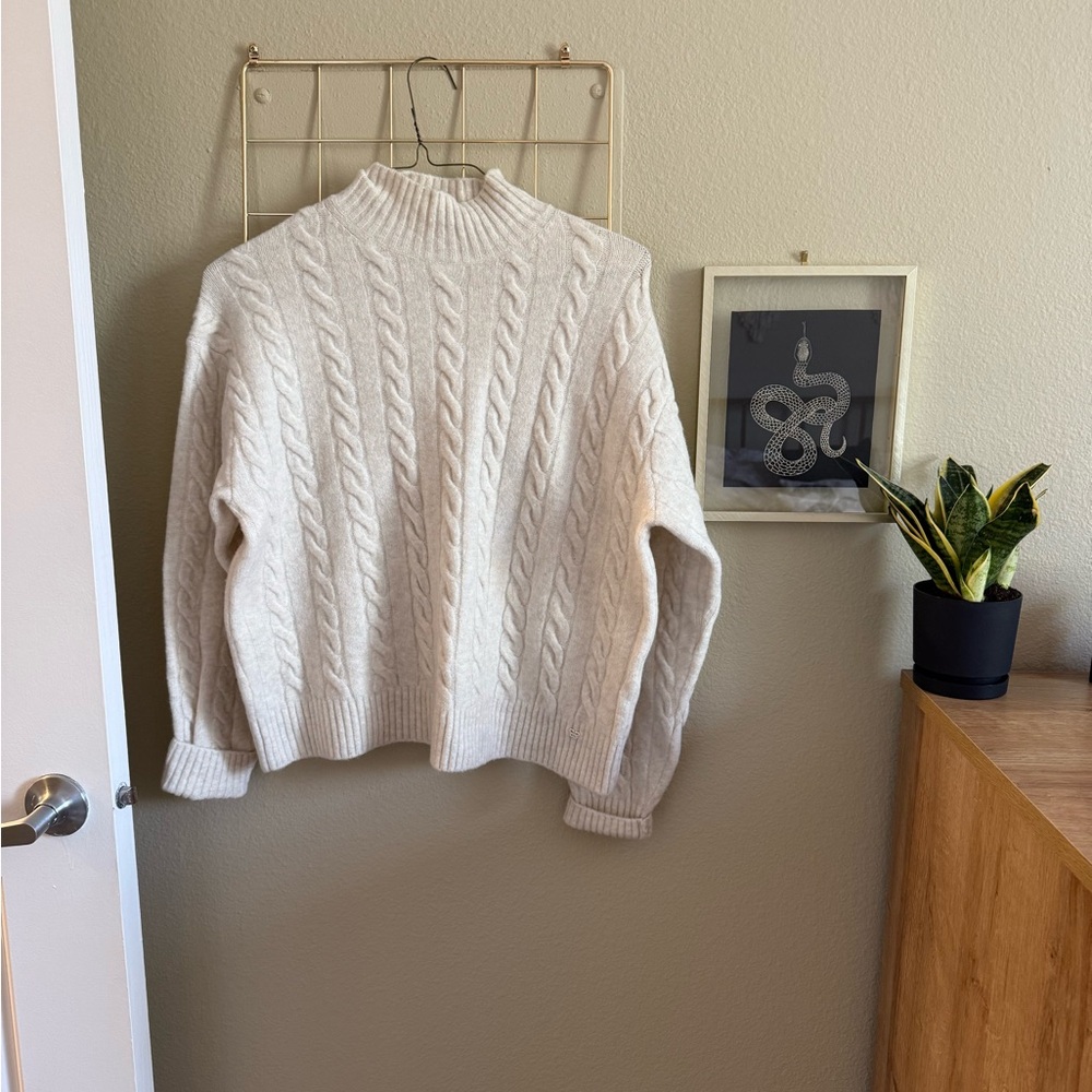 Aritzia Cable Knit Mock Neck Sweater